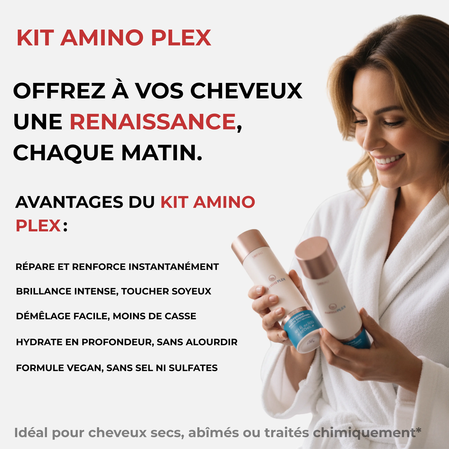 Kit Amino Plex Shampooing & après-shampooing réparateurs ( 600ML ) Sorali Cosmetic